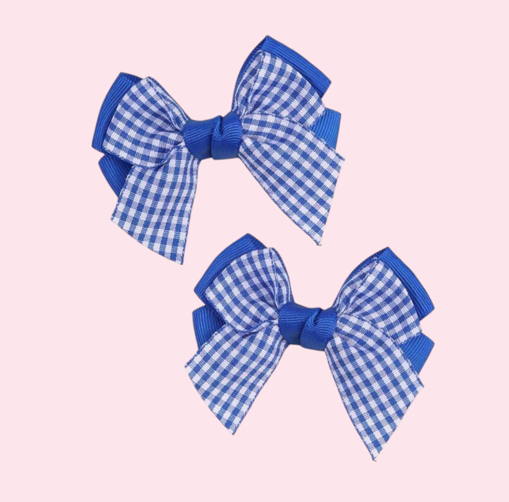 Blue Gingham Bow