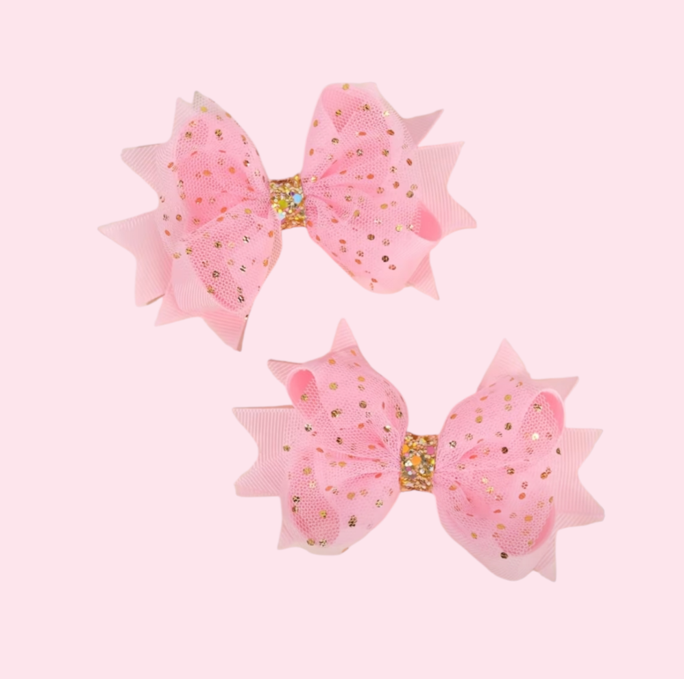 Pink Gold Sparkle Bow