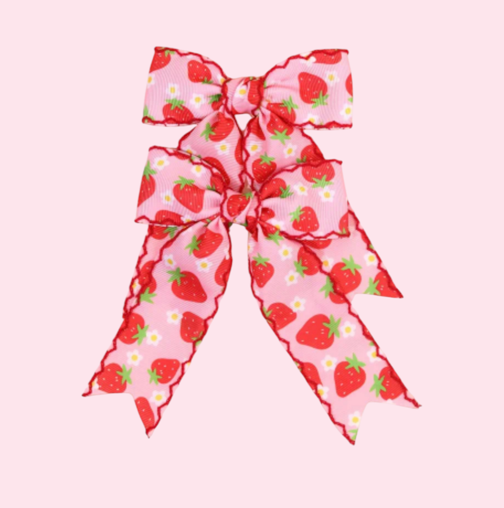 Long Tail Strawberry Bow