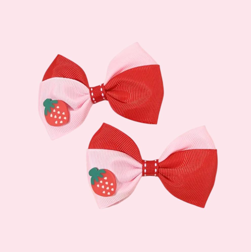 Pink & Red Strawberry Bow