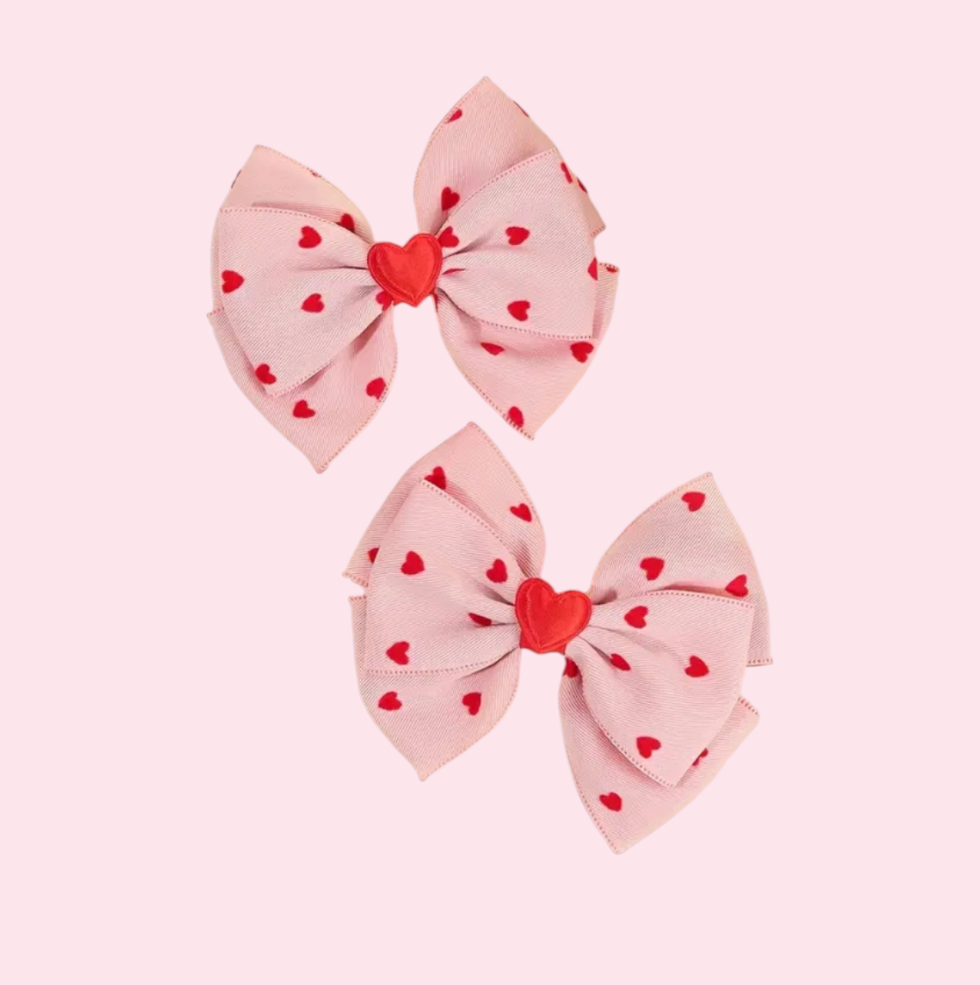 Dusty Pink Mini Heart Bow