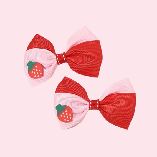 Pink & Red Strawberry Bow