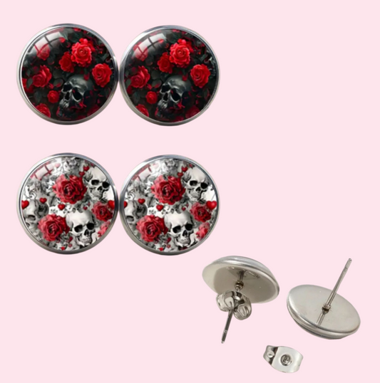 Skull Rose Earrings